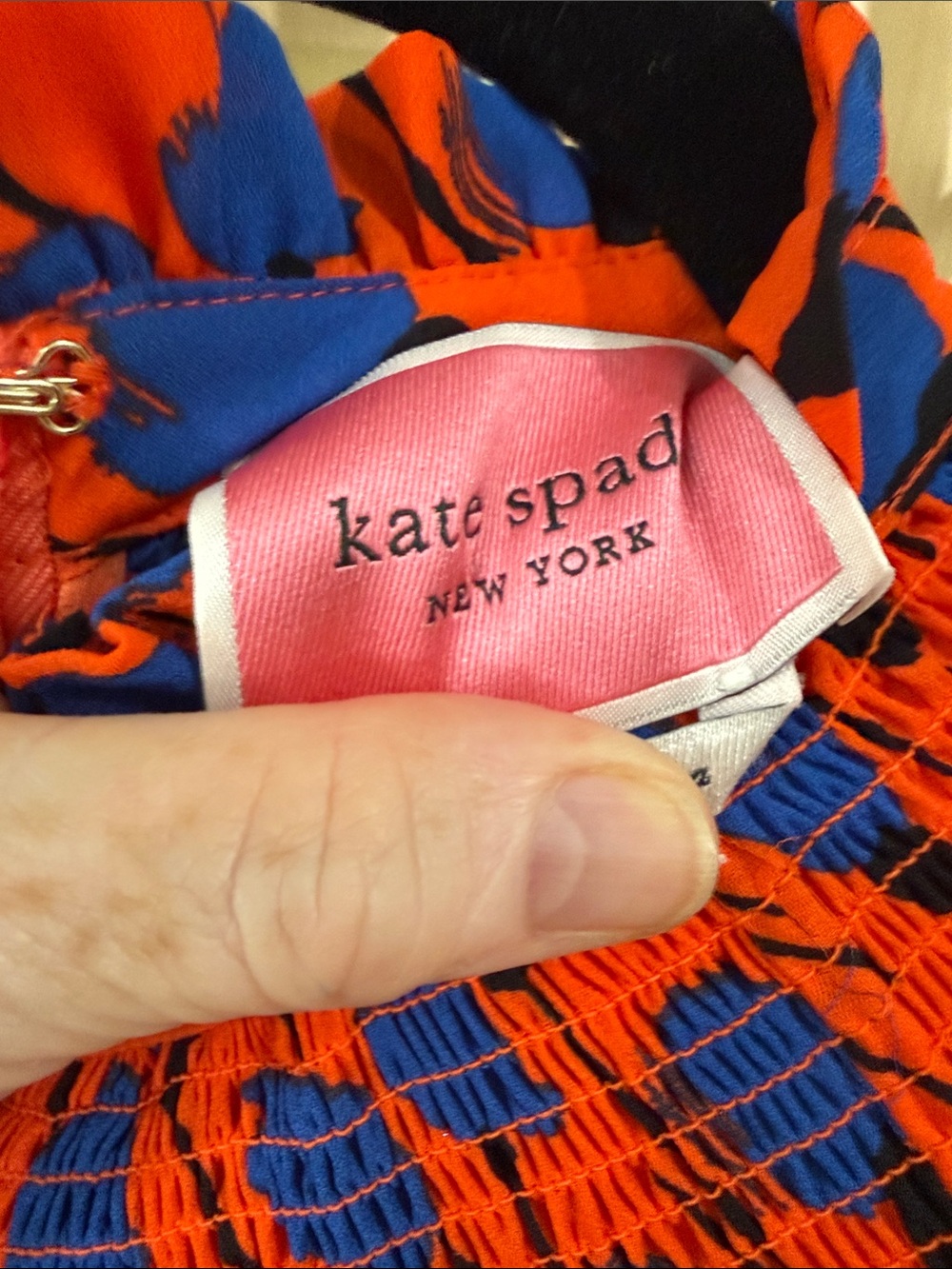 kate spade Orange and Blue Dress charming Floral Print dress with Long Sleeves - Picture 2 of 3
